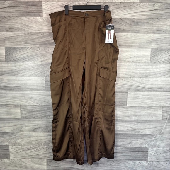 Sofía Jeans by Sofia Vergara Cargo Pant Women XL(16-18) Brown High-Rise Wide Leg - Picture 1 of 16